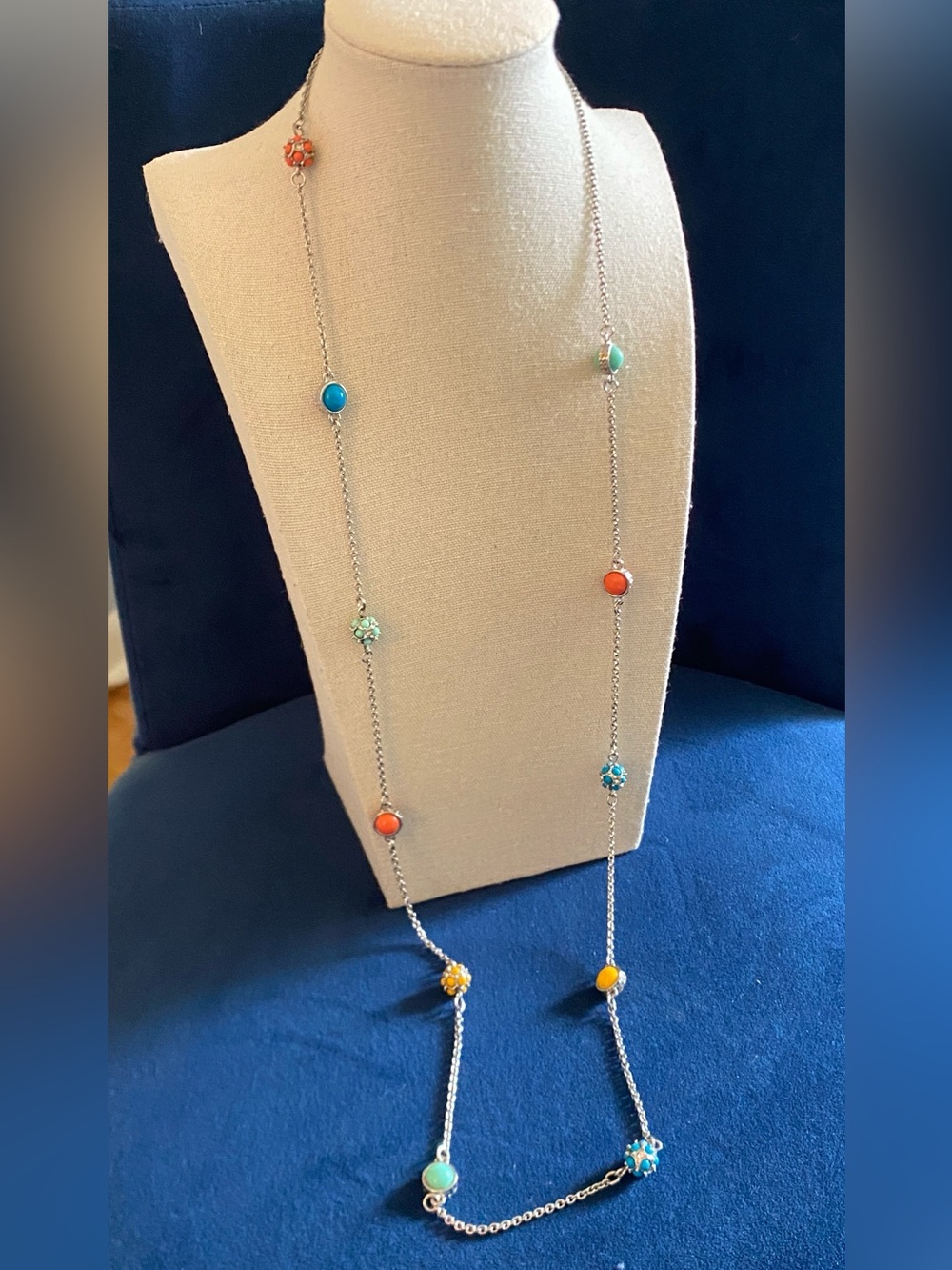 Lia Sophia Multicolour Cabochon Long Station Necklace 36” + Extender